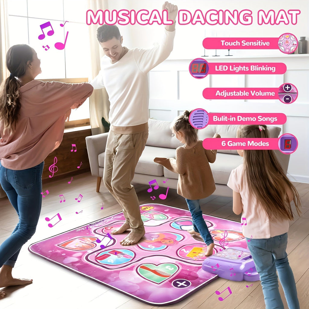 Alfombra de Baile Rosa para Niñas | Función de Puntuación & Juego Rítmico – Sin TV, Batería