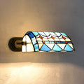 Aplique Bancario Retro Estilo Vidrio Templado 1 Luz Montaje en Pared en Beige/Azul para Mesita de Noche | Brehn