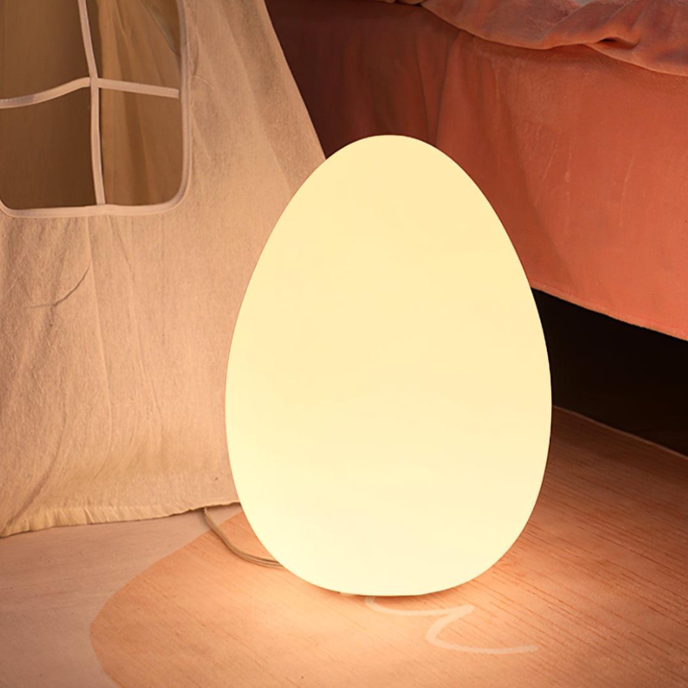 SolStone | Lámpara de Pie Escultural de Huevo Minimalista Moderna para Sala de Estar