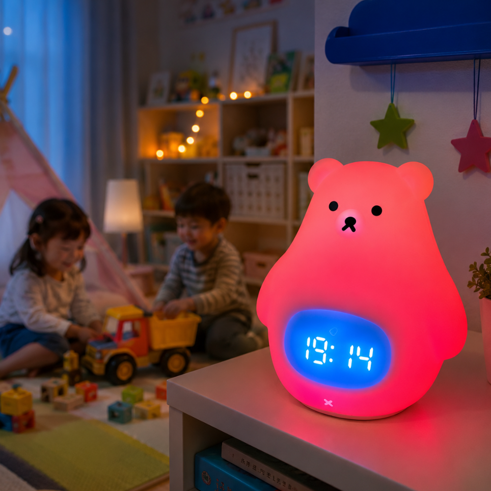 Reloj Despertador con Luz Nocturna de Oso Polar y Suave Iluminación LED