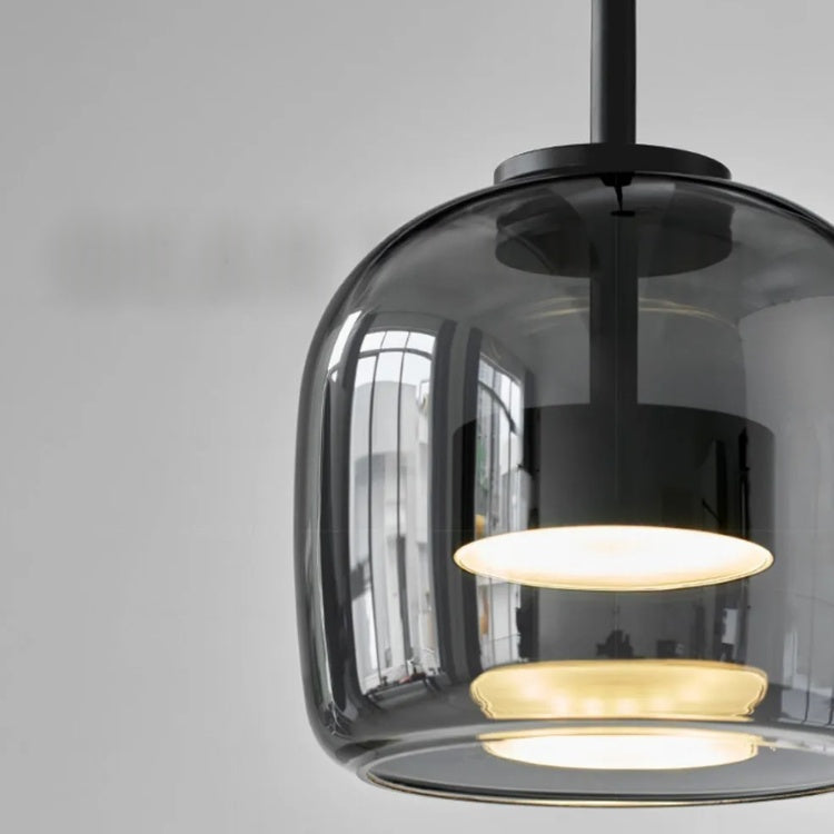 BowLift | Lámpara Colgante de Vidrio Negro Nórdico - Lámpara Moderna para Isla de Cocina y Comedor