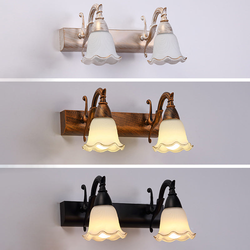 2 Lámpara de baño con luces, lámpara americana a prueba de agua sobre espejo con pantalla de vidrio blanco | Brehn