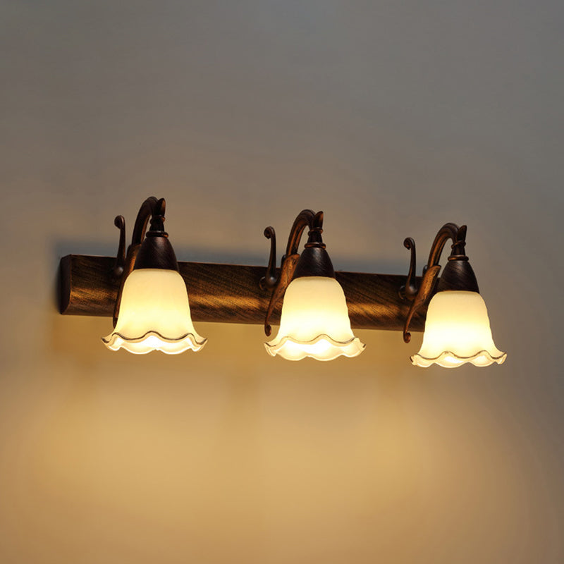 2 Lámpara de baño con luces, lámpara americana a prueba de agua sobre espejo con pantalla de vidrio blanco | Brehn
