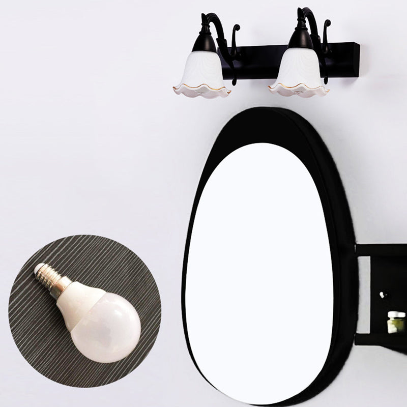 2 Lámpara de baño con luces, lámpara americana a prueba de agua sobre espejo con pantalla de vidrio blanco | Brehn