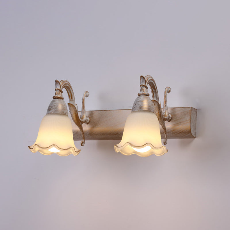 2 Lámpara de baño con luces, lámpara americana a prueba de agua sobre espejo con pantalla de vidrio blanco | Brehn