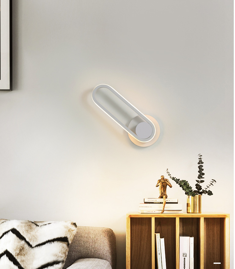 Lámpara de pared moderna LED de metal para mesita de noche con cabeza giratoria | Brehn