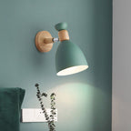 Aplique de pared Nordic Macaroon Stil 1 luz brazo de madera montaje en pared luz con pantalla de metal