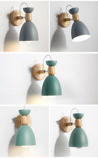 Aplique de pared Nordic Macaroon Stil 1 luz brazo de madera montaje en pared luz con pantalla de metal
