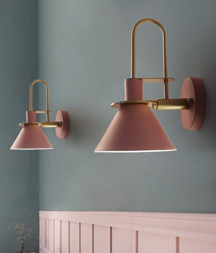 Lámpara de pared estilo macaroon de montaje en pared de metal, lámpara colorida para habitaciones de hotel | Brehn