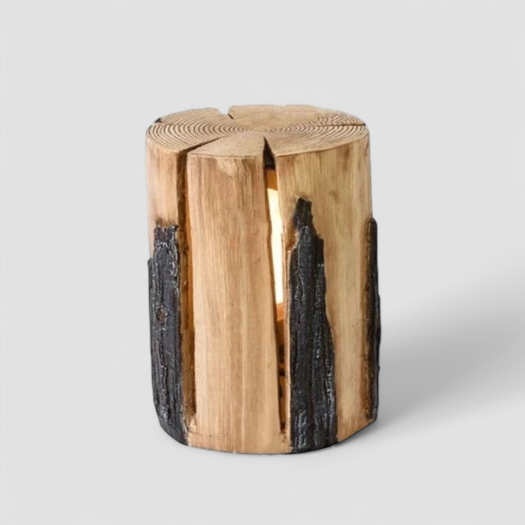Lámpara de jardín LED creativa con apariencia de tronco de árbol para áreas exteriores naturales