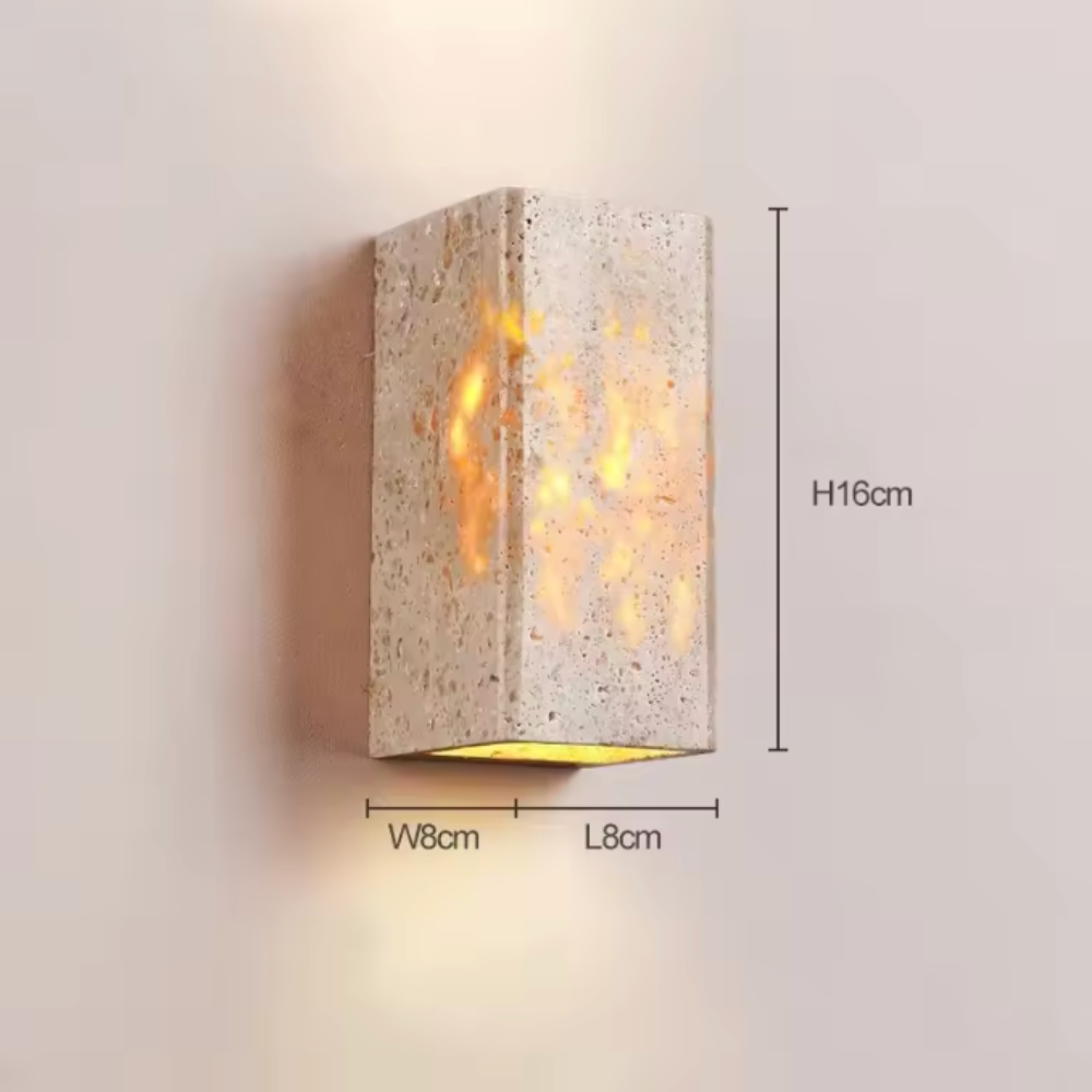 Lámpara de Pared Exterior Elegante Wabi Sabi | Lámpara de Pared de Piedra Travertina Impermeable para Jardín o Patio