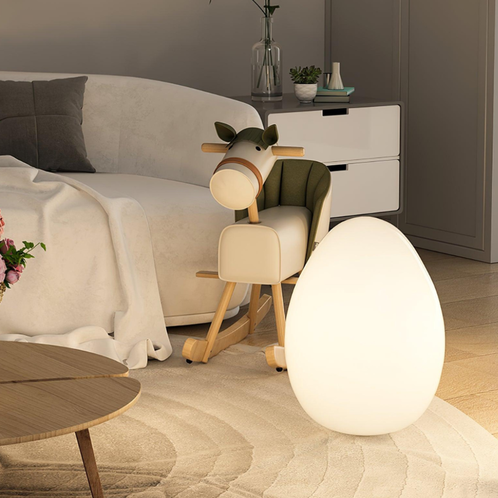 SolStone | Lámpara de Pie Escultural de Huevo Minimalista Moderna para Sala de Estar