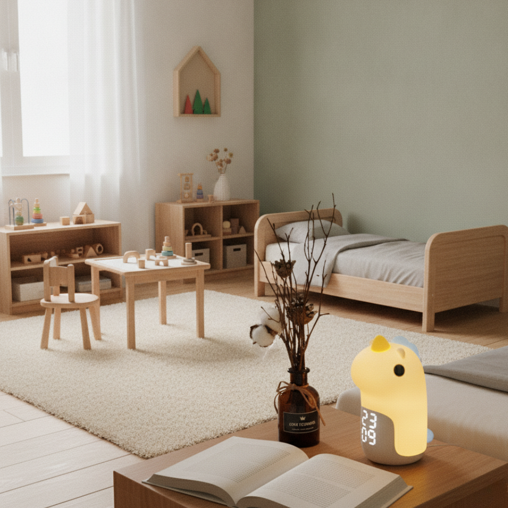 Luz Nocturna LED de Unicornio Mágico y Reloj Despertador para Niños