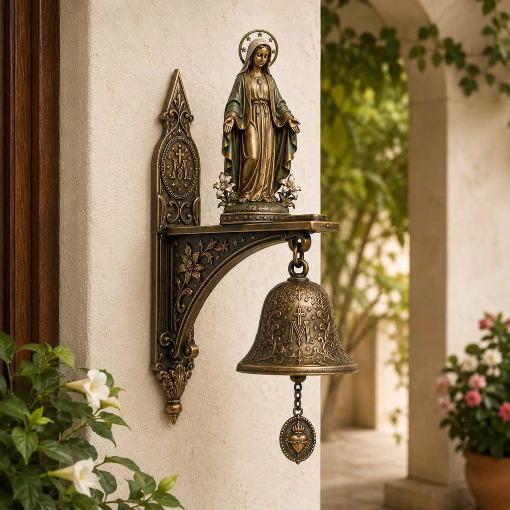 Campana de Pared Bronce con Motivo de María