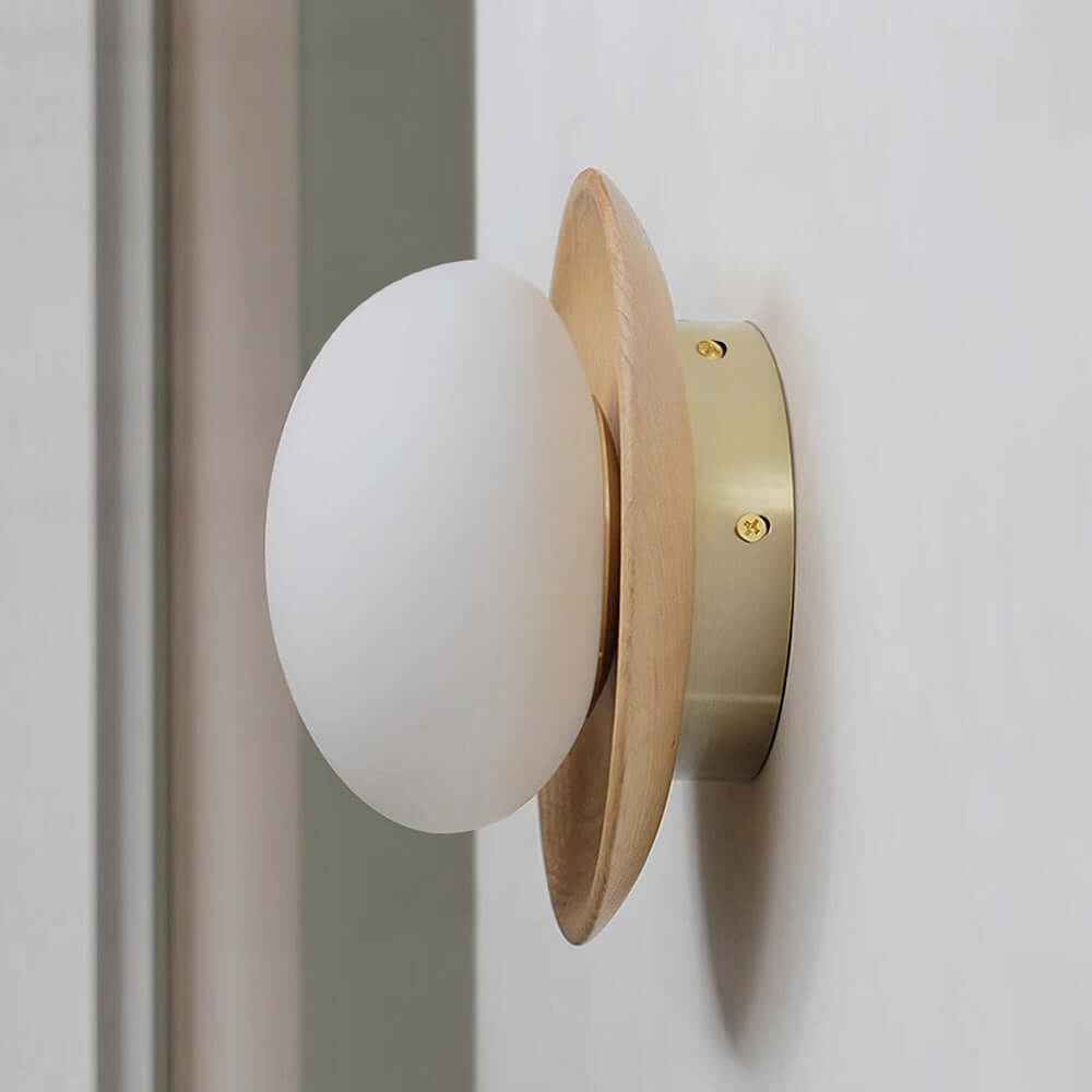 Aplique de Pared de Madera Blanca Moderna