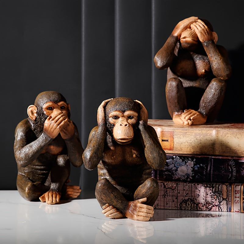 Conjunto de 3 figuras de chimpancé - Juguetonas y Realistas para Tu Interior