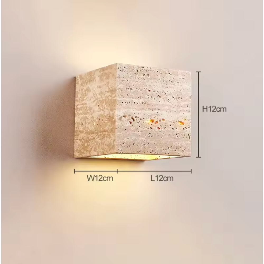 Lámpara de Pared Exterior Elegante Wabi Sabi | Lámpara de Pared de Piedra Travertina Impermeable para Jardín o Patio