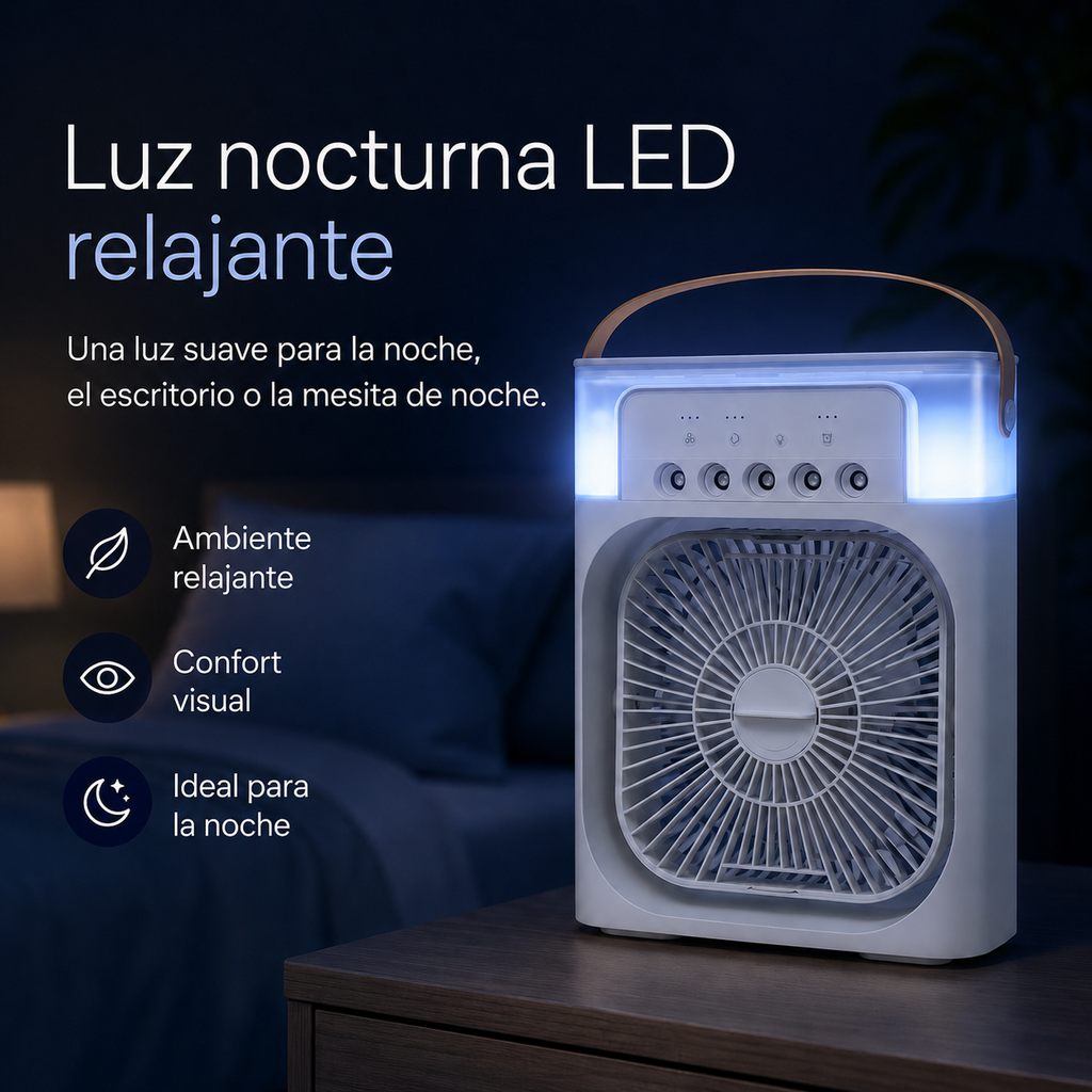 Enfriador de Aire Portátil 3 en 1 con Ventilador y Humidificador