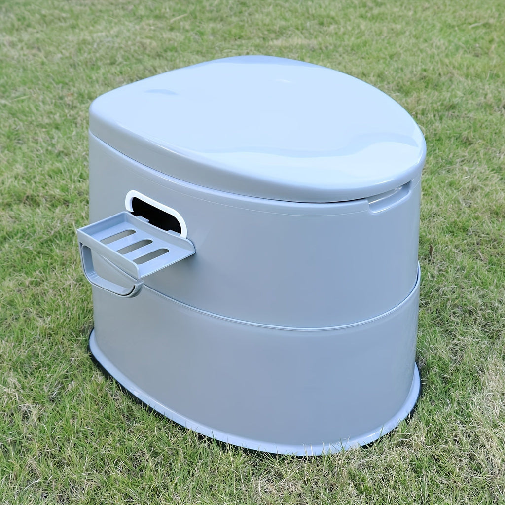 Inodoro Portátil Gris de PVC - Cómodo y Práctico para Acampar y Uso de Emergencia