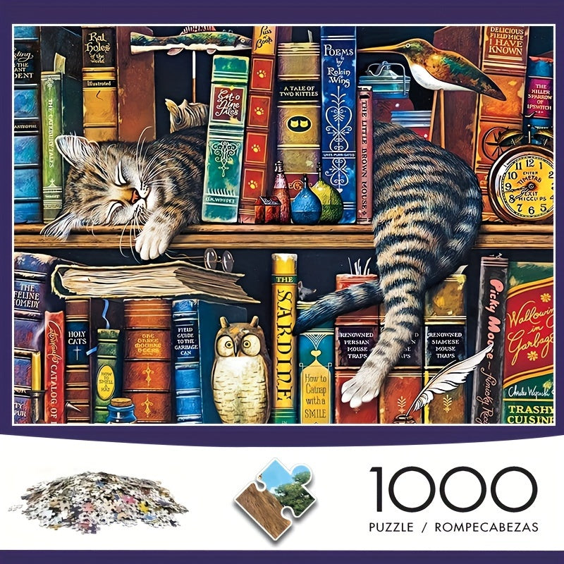 Rompecabezas de Gato en Estante de Libros – Para Amantes de los Puzzles y de los Gatos