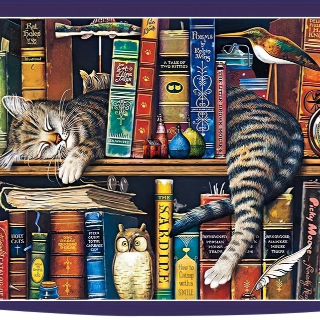 Rompecabezas de Gato en Estante de Libros – Para Amantes de los Puzzles y de los Gatos