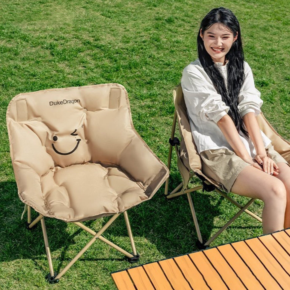 Silla de Camping Plegable Minimalista para Exterior con Respaldo y Cojín Acolchado
