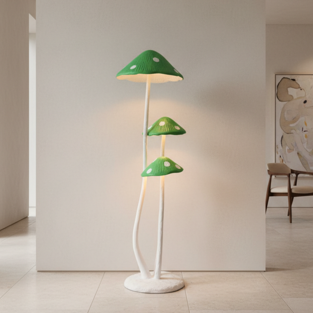 Lámpara de Pie Escultural en Forma de Hongo – Luz LED Moderna para Espacios Habitables