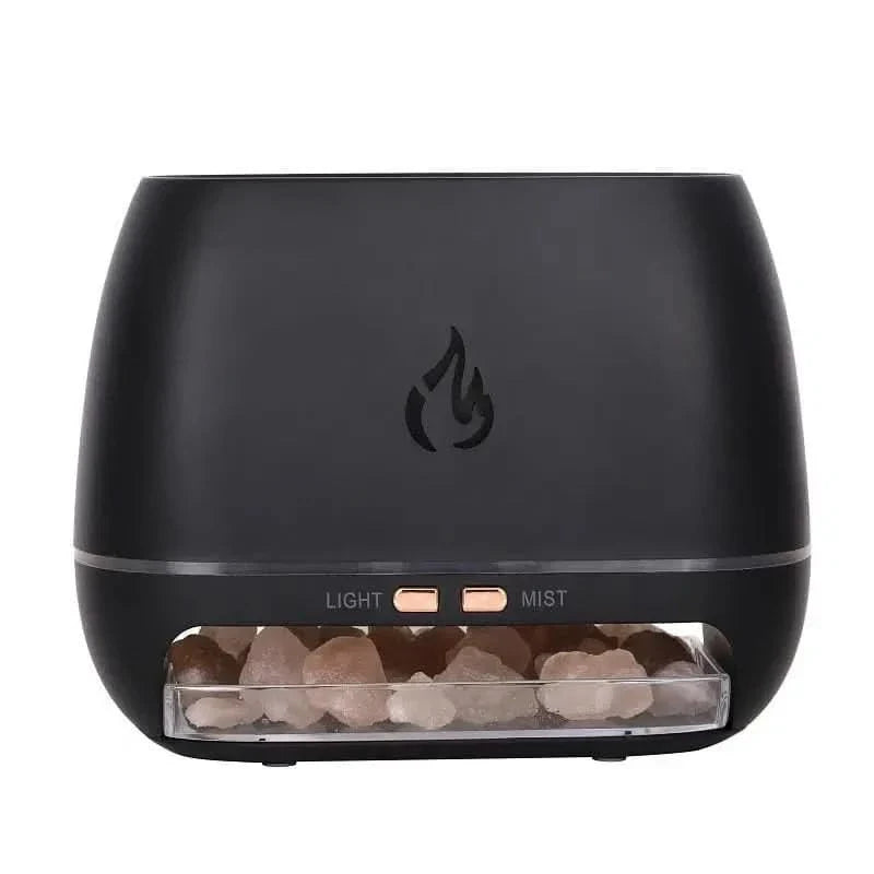 Ambiente relajante con efecto de fuego y niebla suave