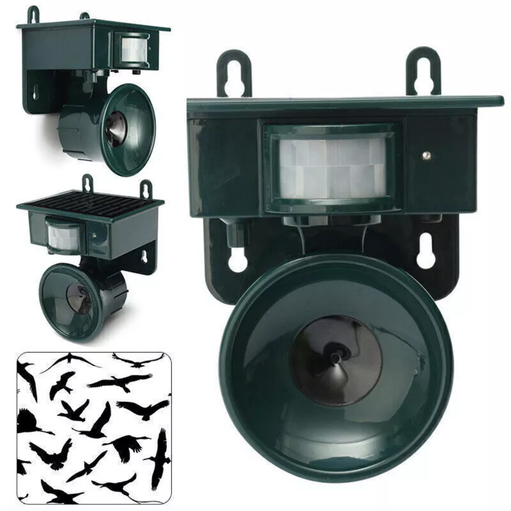 Lisslune | TerraGuard – Repelente Solar de Aves a Prueba de Climas con Sensor de Movimiento PIR y Sonido Natural de Disuasión