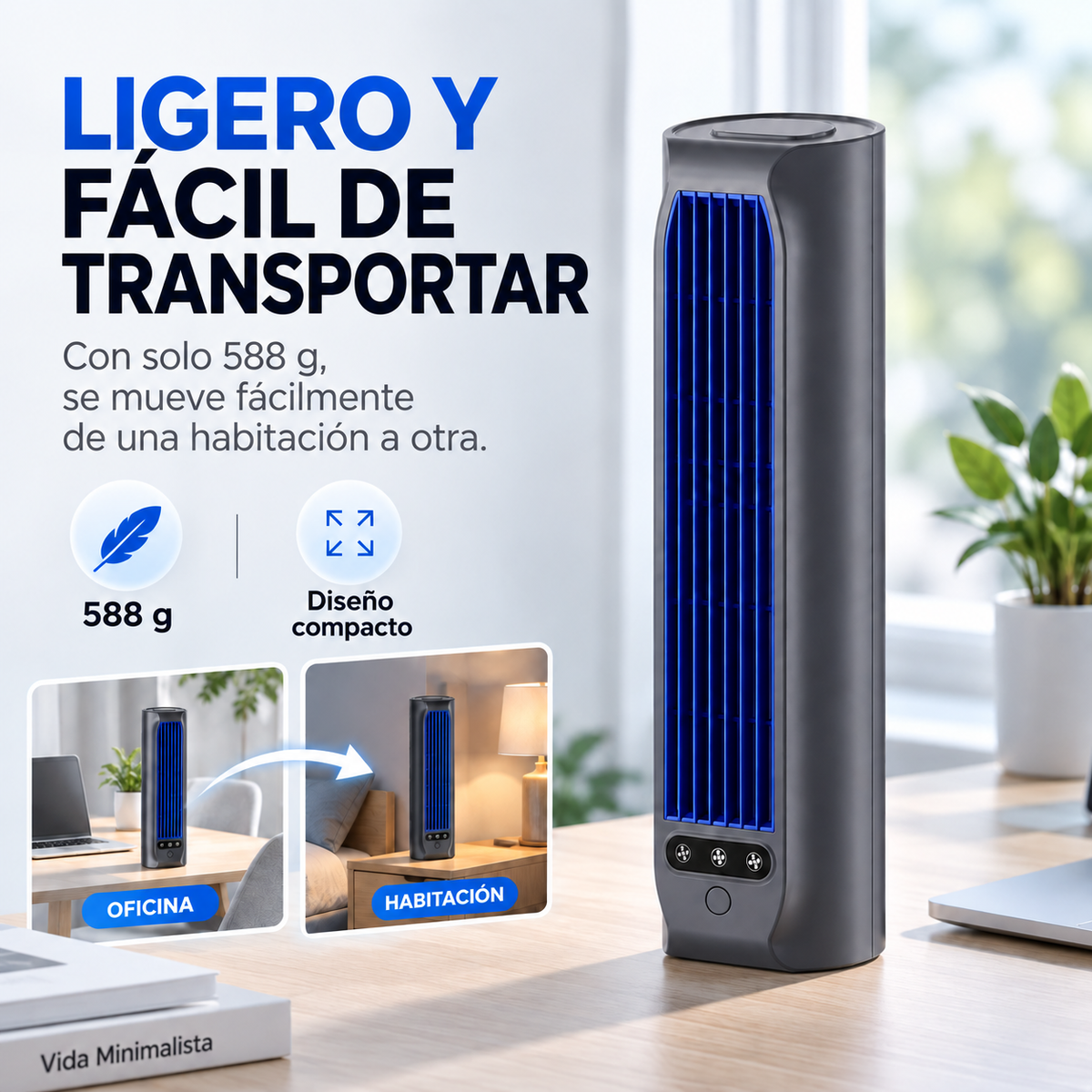 AirWave – Ventilador de torre recargable