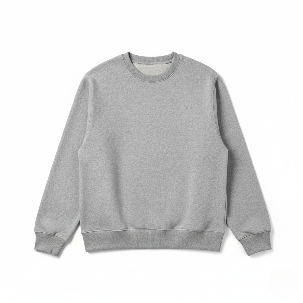 Sudadera gris de algodón con cuello redondo