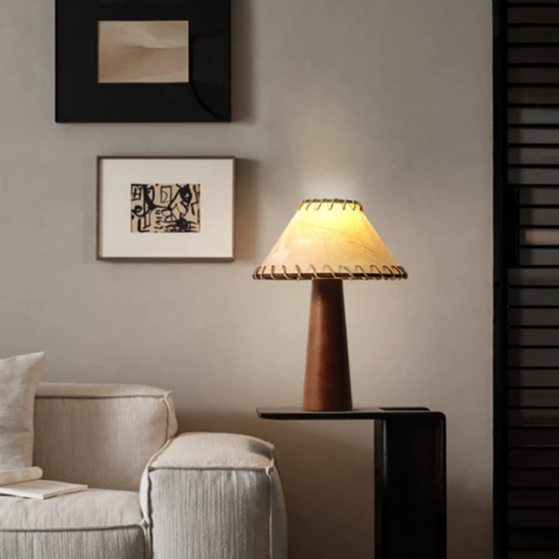 ZenWood | Lámpara de mesa LED de madera en estilo Wabi-Sabi de estilo japonés