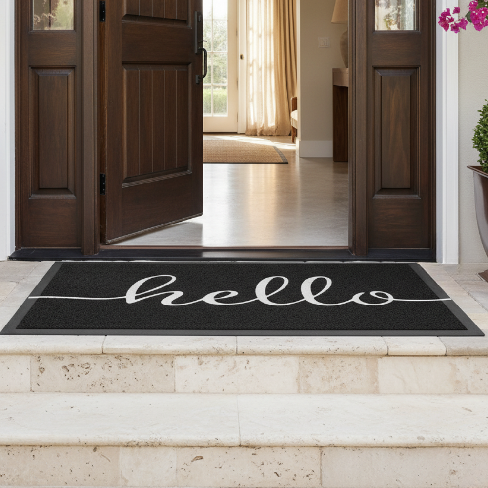 EntraLuxe - Felpudo de Bienvenida Exterior Durable y Antideslizante con Bucles de Seda de PVC para Entrada o Puerta Principal