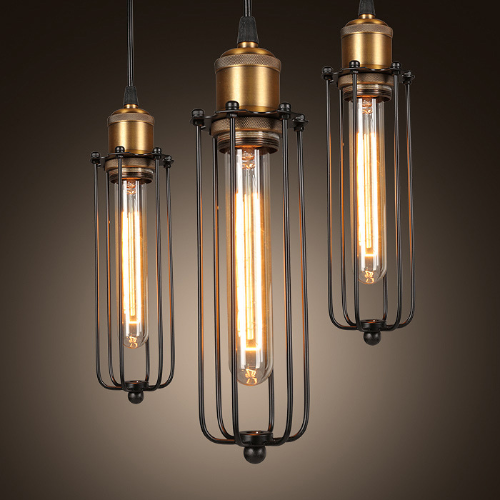Luz colgante industrial de diseño retro – Lámpara colgante vintage con rejilla de metal