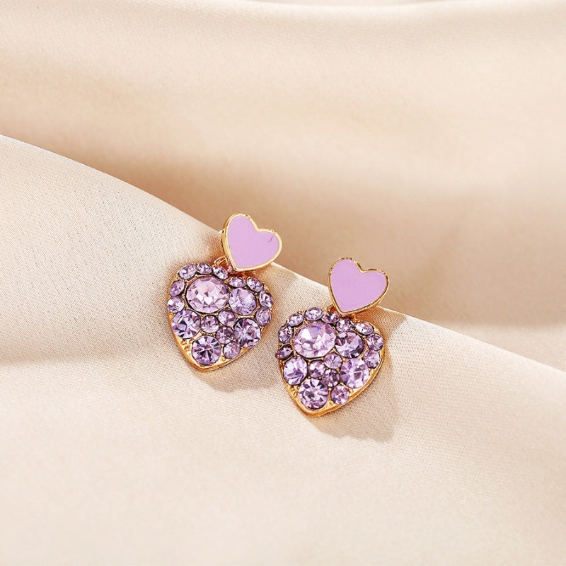 Poppy – Pendientes de Corazón de Moda con Diseño de Diamante