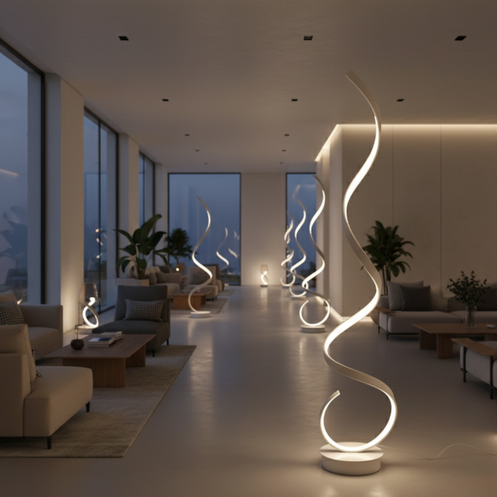Spira | Lámpara de Pie LED Espiral Regulable Moderna para Sala de Estar