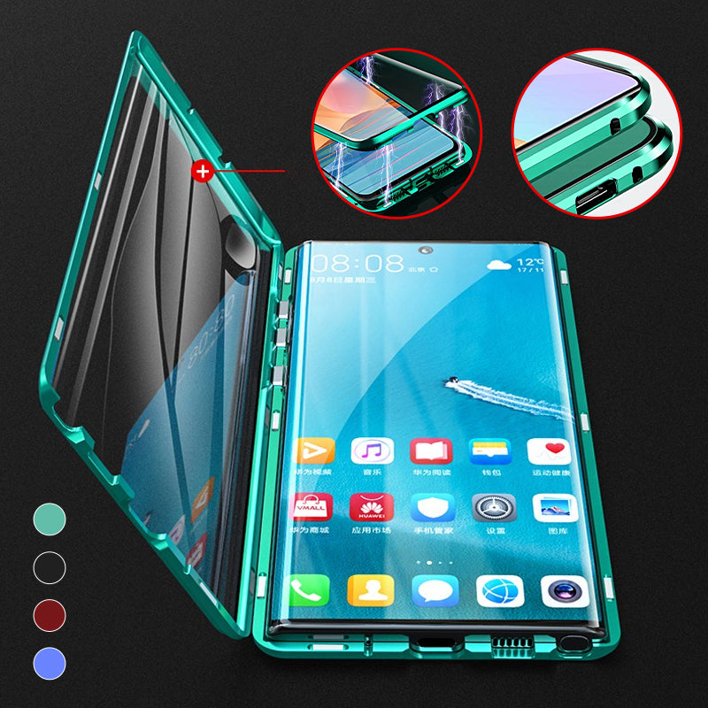 Funda de teléfono magnética de vidrio templado doble cara para Samsung
