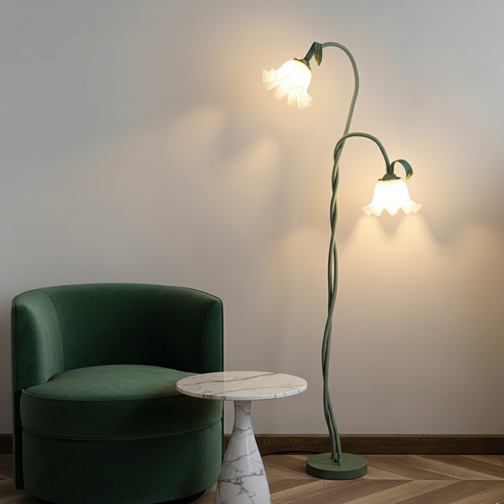 CallaBloom | Lámpara de Pie Moderna Verde Mate Elegante para Sala de Estar