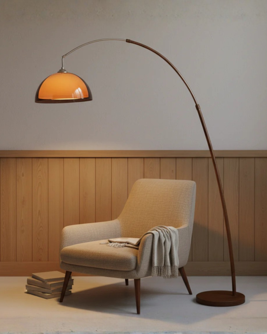 Lámpara de Pie Ventoro Arc - Lámpara Moderna de Pie con Pantalla de Domo Cálido para Sala de Estar