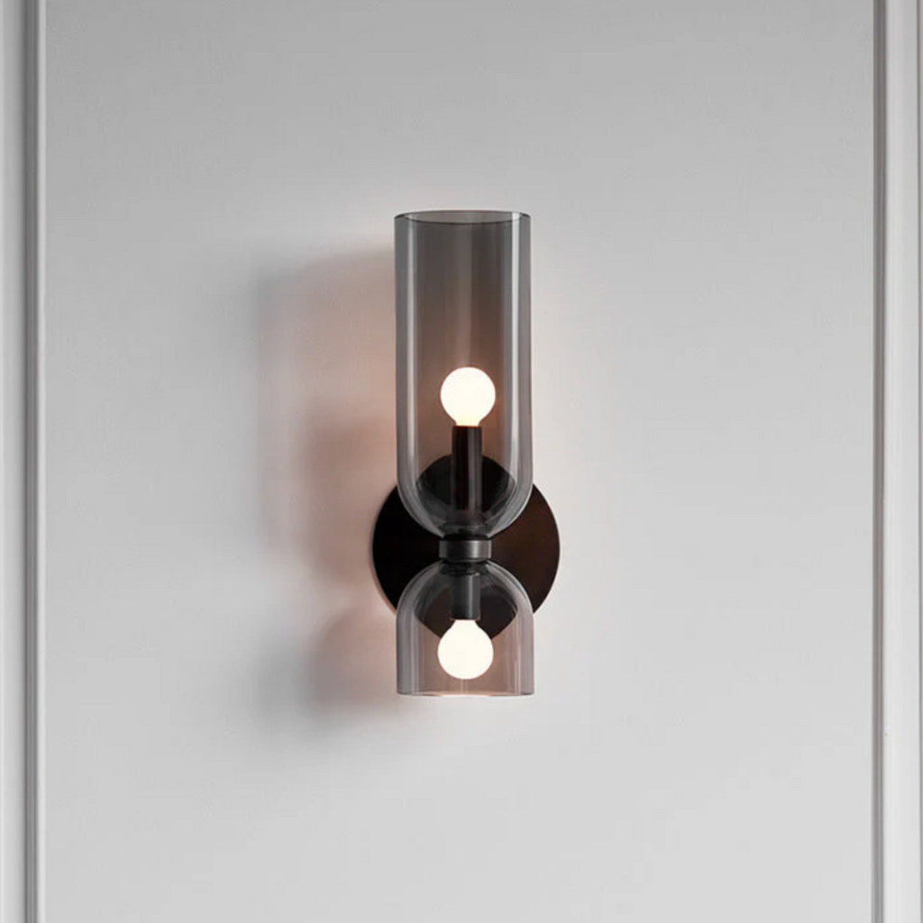 Lámpara de Pared de Doble Cabeza de Vidrio Elegante | Iluminación de Aplique Minimalista Moderna para Sala de Estar o Dormitorio