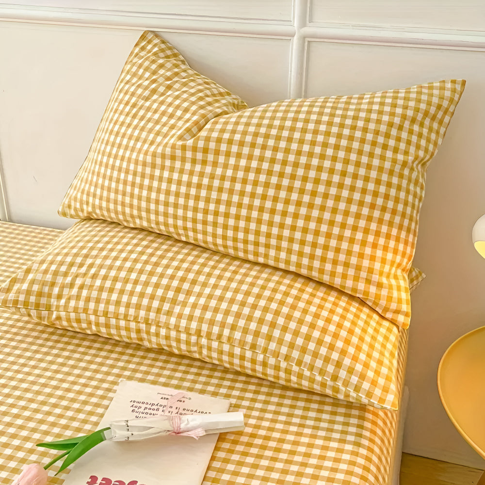 Fundas de Almohada a Cuadros Suaves