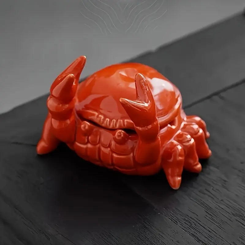 TidyCrab – Cenicero de Cerámica en Forma de Cangrejo con Tapa