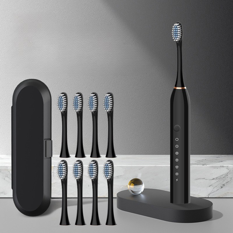 Cepillo de dientes Sonic Zahnoa | Limpieza por ultrasonido | Silencioso y recargable | 8 cabezales de repuesto