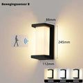 LumiGlow - Lámpara de pared exterior delgada con sensor de movimiento y sistema automático de regulación de luz