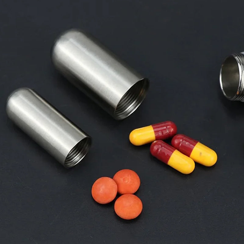 Caja de medicamentos portátil de acero inoxidable