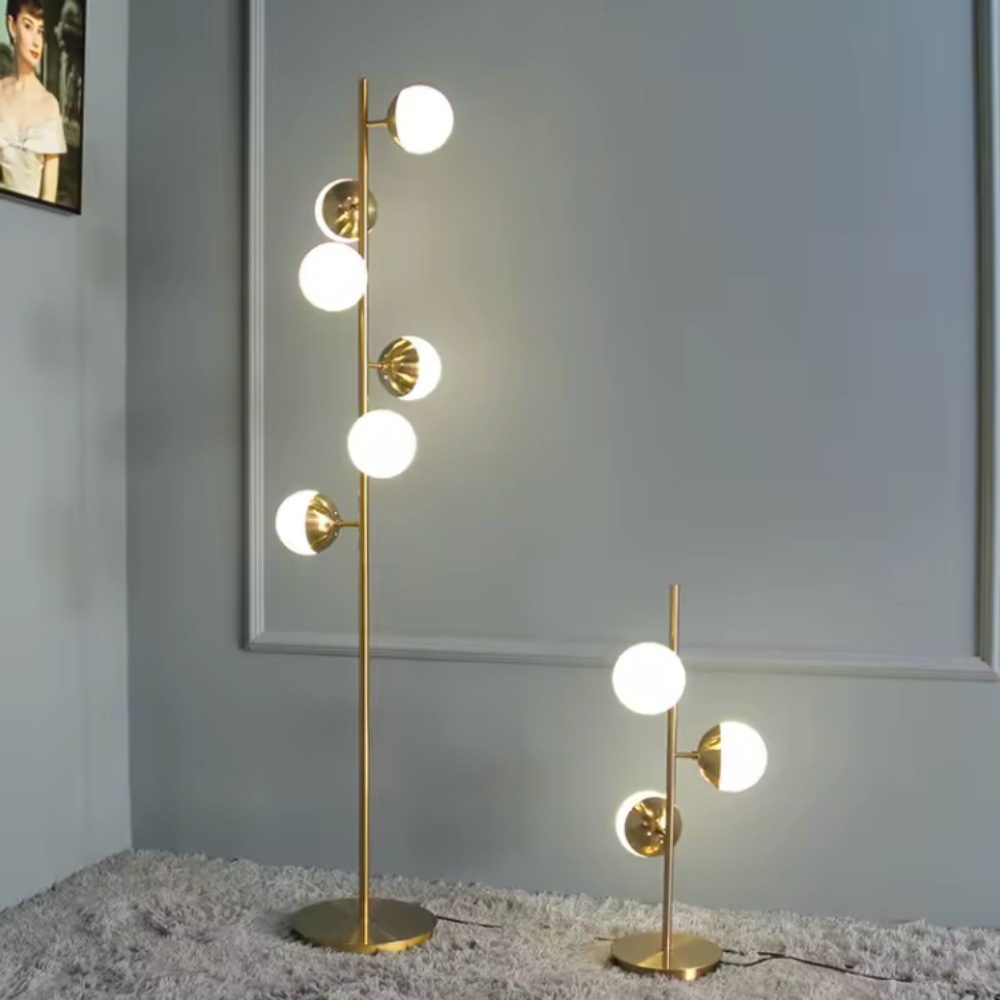 SylvaraTree | Lámpara de Mesa y de Suelo Moderna y Elegante en Dorado para Decoración de Salón