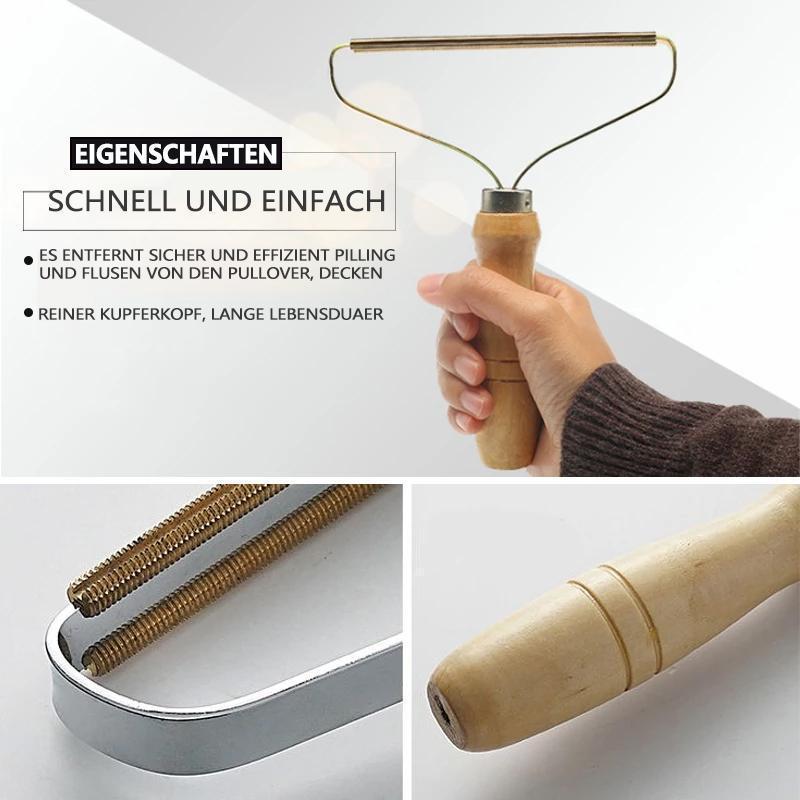 Removedor de Pelusas Manual | Cabezal de Precisión de Cobre | Mango de Madera Natural | Afeitadora Textil Sin Batería para Cachemira, Lana y Muebles Tapizados | Extractor de Pilling