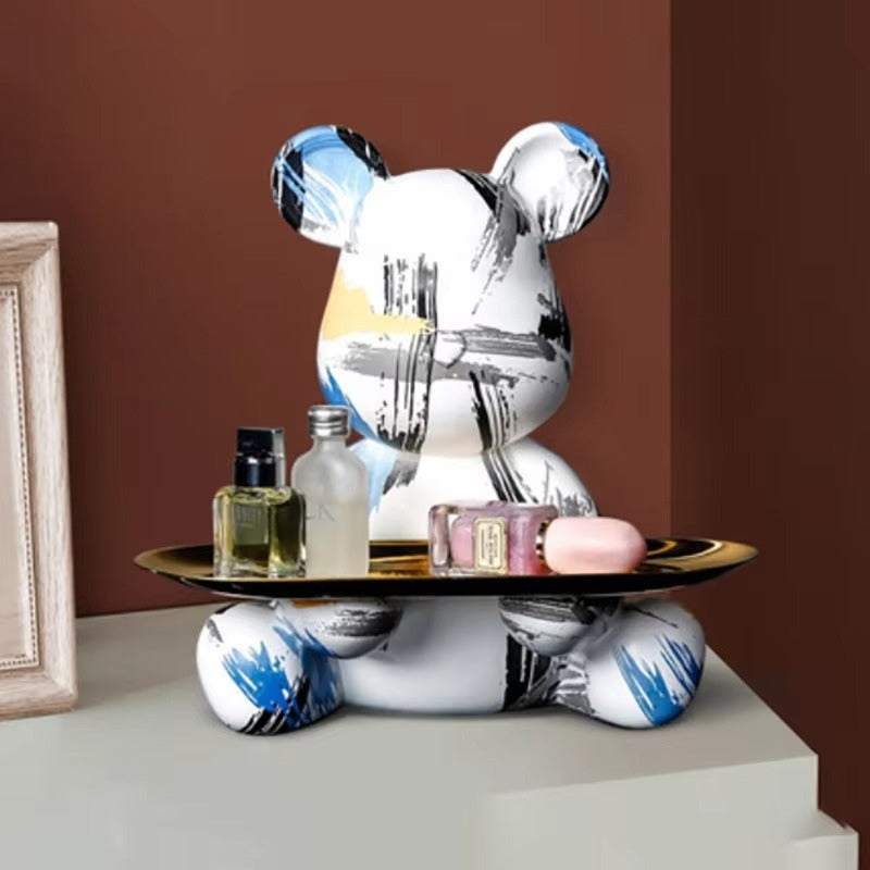 BearCraft - Figura de oso graffiti con bandeja para exhibición decorativa