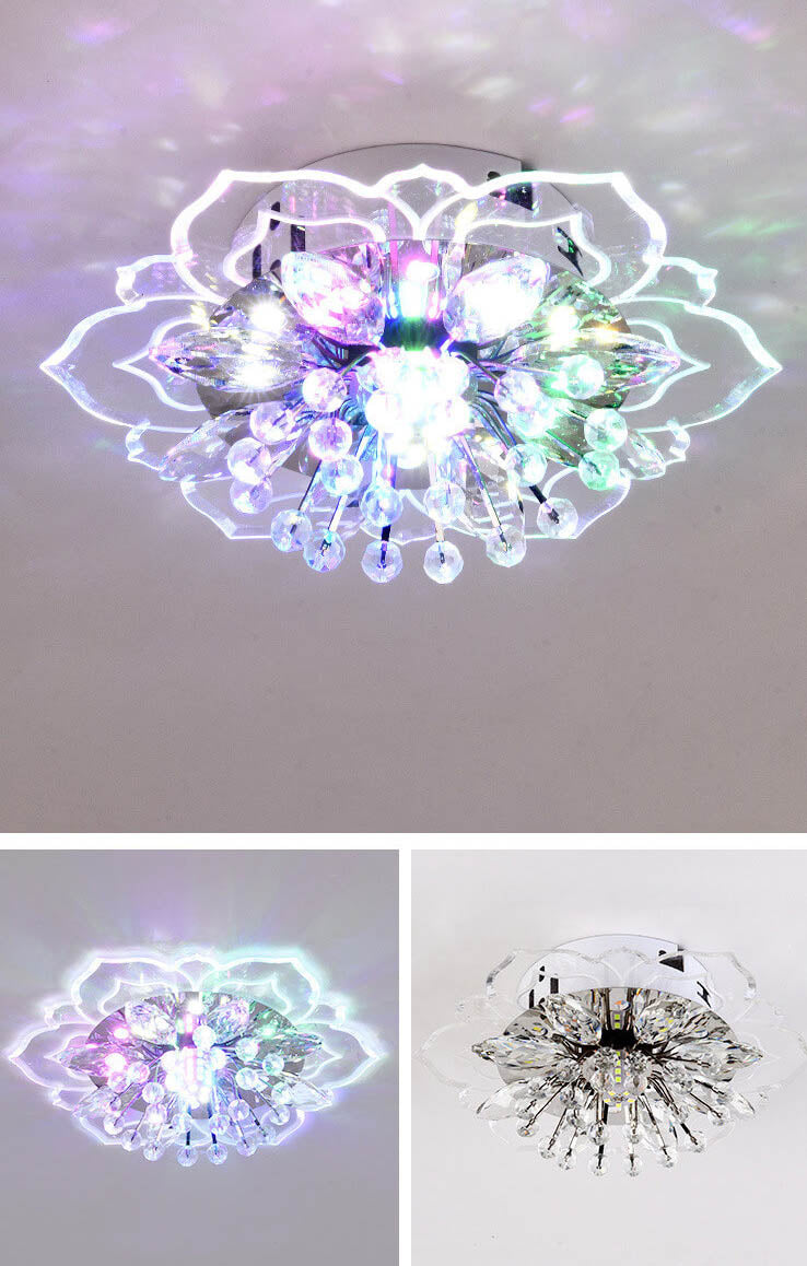 GlowPetal | Luz de Techo de Cristal LED | Forma de Flor, Cambio de Color RGB y Eficiencia Energética