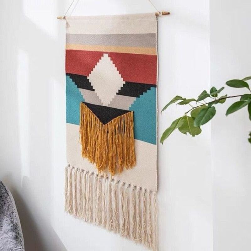 DecoTassel - Tapiz colgado en la pared con diseño de borlas
